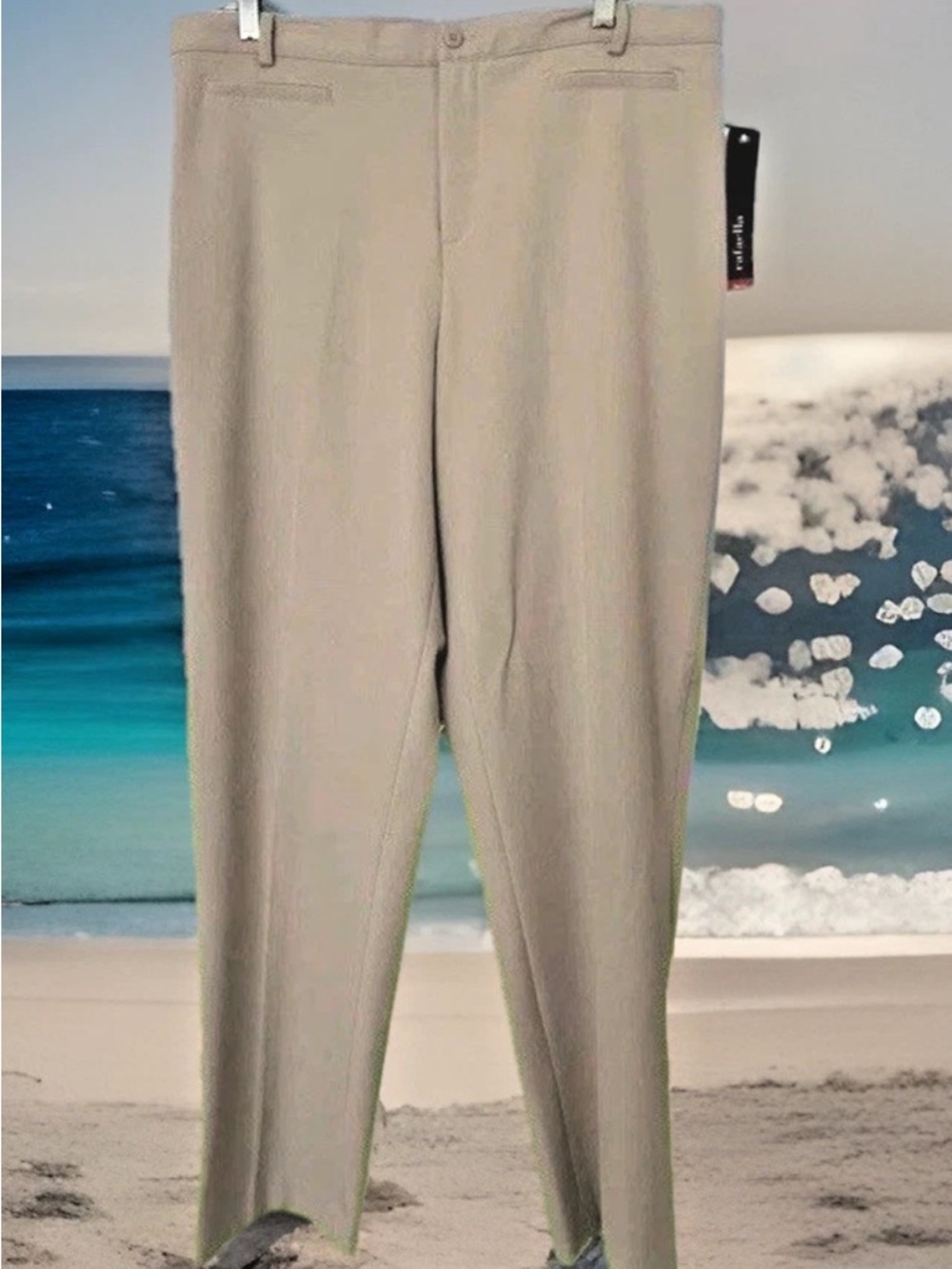 Rafaella NWT Khaki Easy Fit Slimming Stretch Relaxed High-Rise Slacks Sz 16